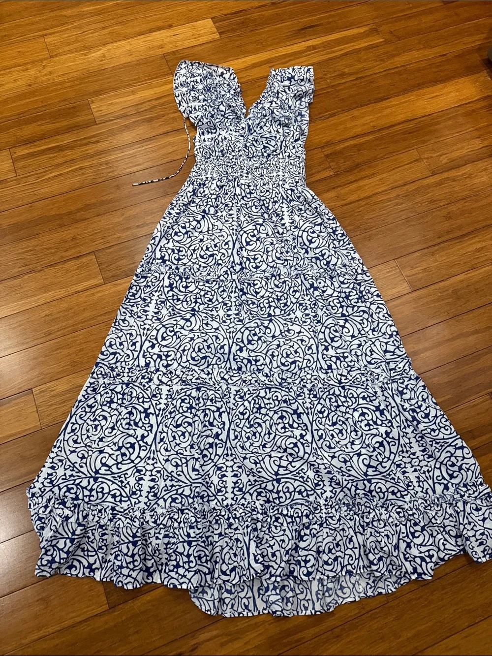 Caroline Constas Blue and White Printed Maxi Dress S - Picture 4 of 6